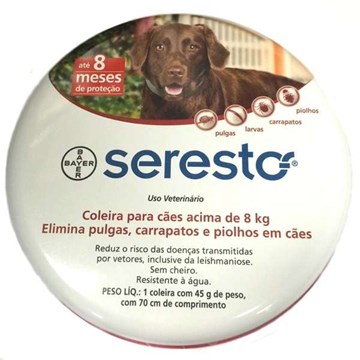 Coleira Antipulgas e Carrapatos Bayer Seresto para Cães e Gatos