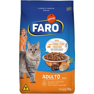 Ração Affinity Faro Mix Sabor Carne, Peixe e Vegetais para Gatos Adultos 3 Kg
