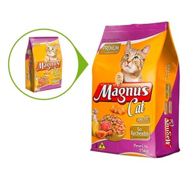 Ração Magnus Cat Premium Só Recheados para Gatos Adultos 15 Kg