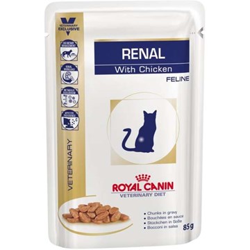 Ração Royal Canin Sachê Feline Veterinary Diet Renal Frango para Gatos com Doença nos Rins