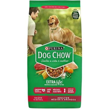 Ração Seca Nestlé Purina Dog Chow Extra Life Cães Adultos Raças Médias e Grandes 10,1 Kg
